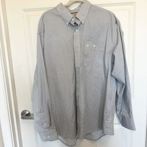 Wrangler Western Shirt Mens XL White Black Geometric Pockets Button Down